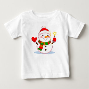 Cheerful Snowman Holding Sparkler Baby T-Shirt