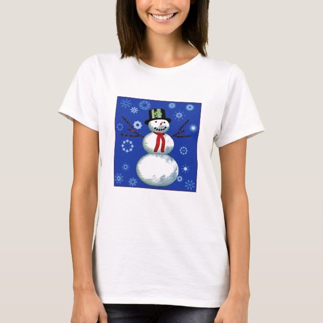 cheerful snowman in top hat (Front)