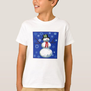cheerful snowman in top hat