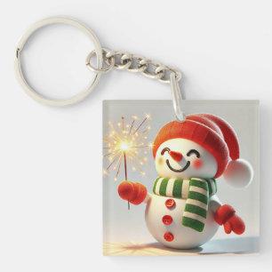 Cheerful Snowman Key Ring