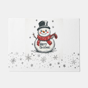 Cheerful Snowman "Merry Christmas" Doormat