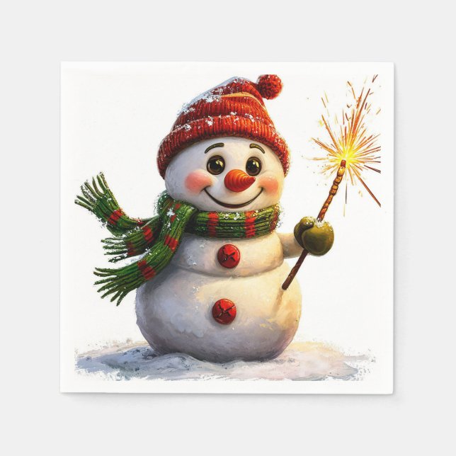 Cheerful Snowman Napkin (Front)