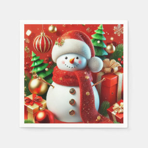 Cheerful Snowman Napkin