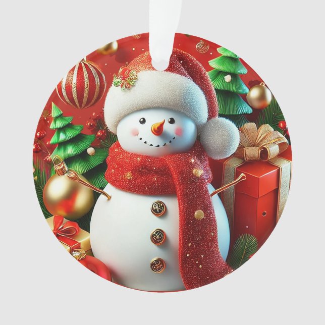 Cheerful Snowman Ornament (Front)