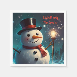Cheerful Snowman Party Invitation  - Festive Card. Napkin