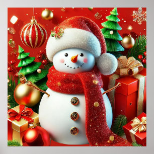 Cheerful Snowman Poster