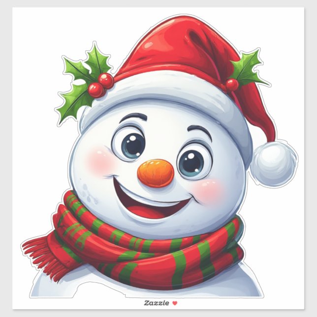 Cheerful Snowman With Santa Hat (Sheet)