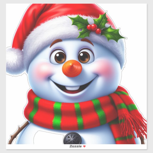 Cheerful Snowman With Santa Hat (Sheet)