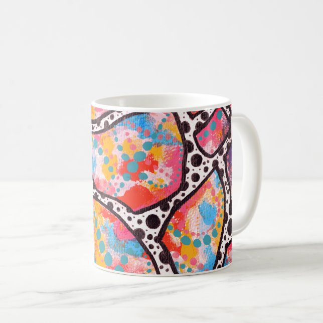 Cheerful Spots, Dots and Funky Lines Coffee Mug (Front Right)