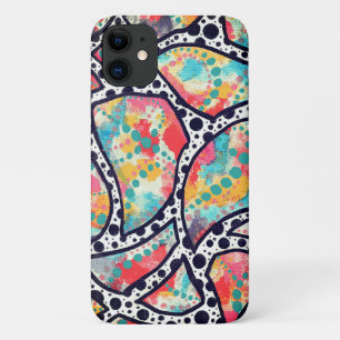 Cheerful Spots, Dots and Funky Lines Original Art iPhone 11 Case