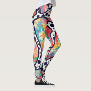Cheerful Spots, Dots and Funky Lines Original Art Leggings