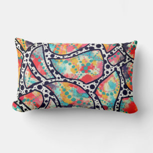 Cheerful Spots, Dots and Funky Lines Original Art Lumbar Cushion