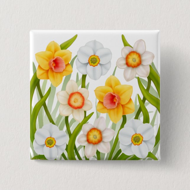 Cheerful Spring Daffodils Pin (Front)