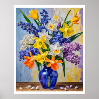 Cheerful Spring Floral Arrangement Daffodils Art Poster