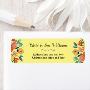 Cheerful Spring Floral Yellow Return Address Label