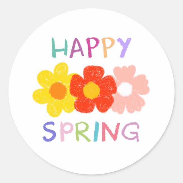 Cheerful Spring Flower Classic Round Sticker (Front)