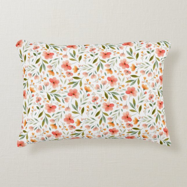 Cheerful Spring Peach Flowers Decorative Cushion (Front)