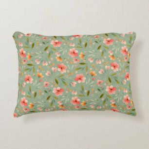 Cheerful Spring Peach Flowers Decorative Cushion