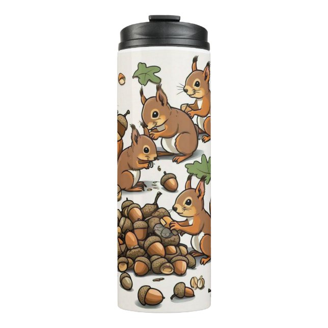 "Cheerful Squirrels at Work" Thermal Tumbler (Front)