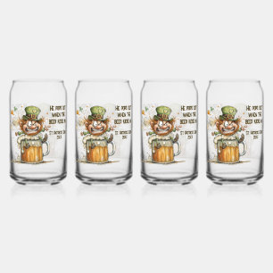 Cheerful St. Patrick’s Day Leprechaun Art Can Glass