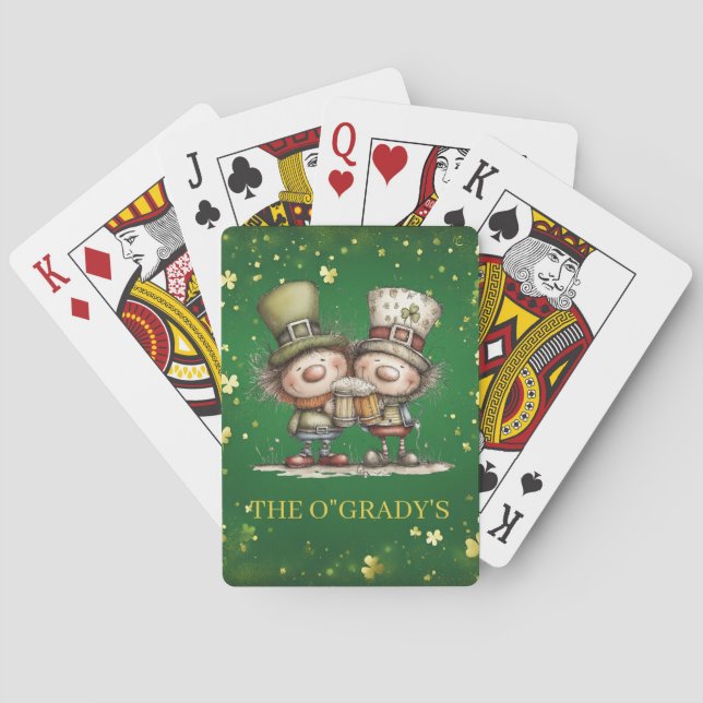 Cheerful St. Patrick’s Day Party Illustration Playing Cards (Back)