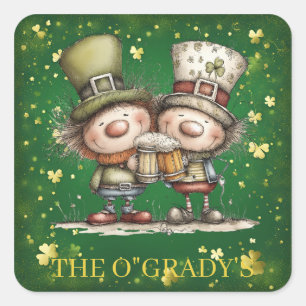 Cheerful St. Patrick’s Day Party Illustration Square Sticker