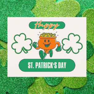 Cheerful St. Patrick’s Day with Shamrocks and Gold Postcard
