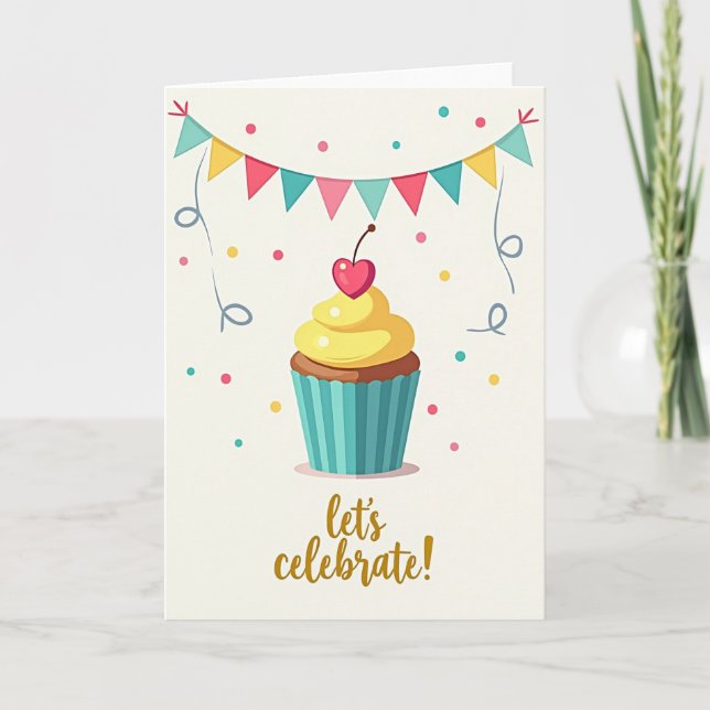 Cheerful Streamer Birthday Card (Front)