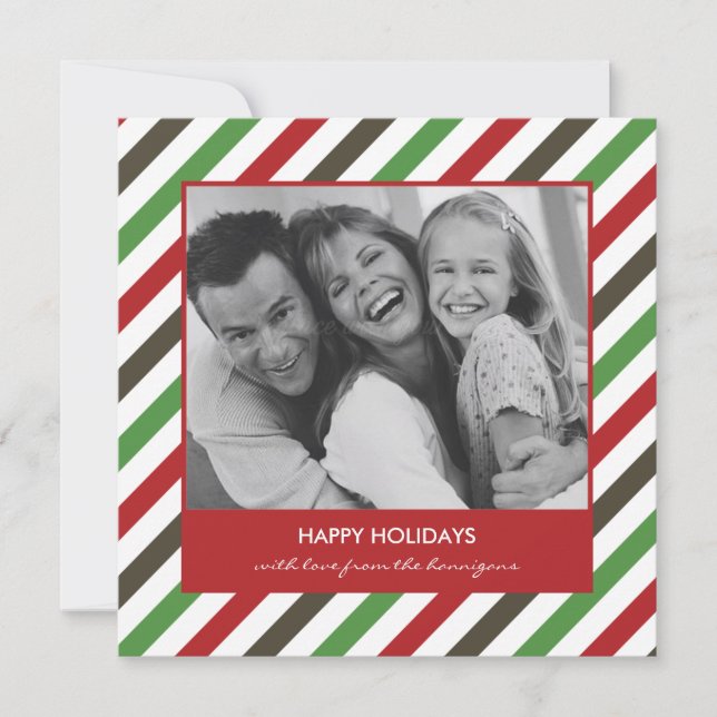 Cheerful Stripe Christmas Card/Holiday Photo Cards (Front)