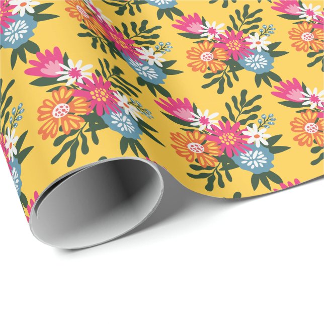 Cheerful Summer Bloom Bunch Wrapping Paper (Roll Corner)