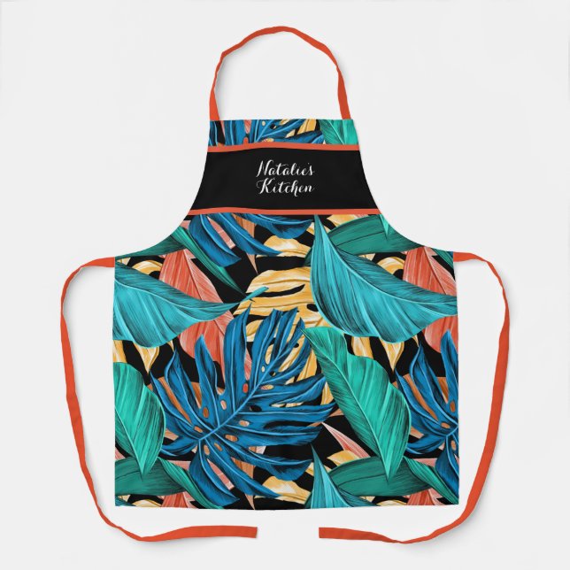 Cheerful Summertime Ocean Lover's Tropical Apron (Front)