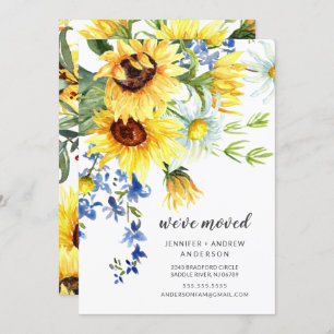 Cheerful Sunflower Bouquet Moving Announcement