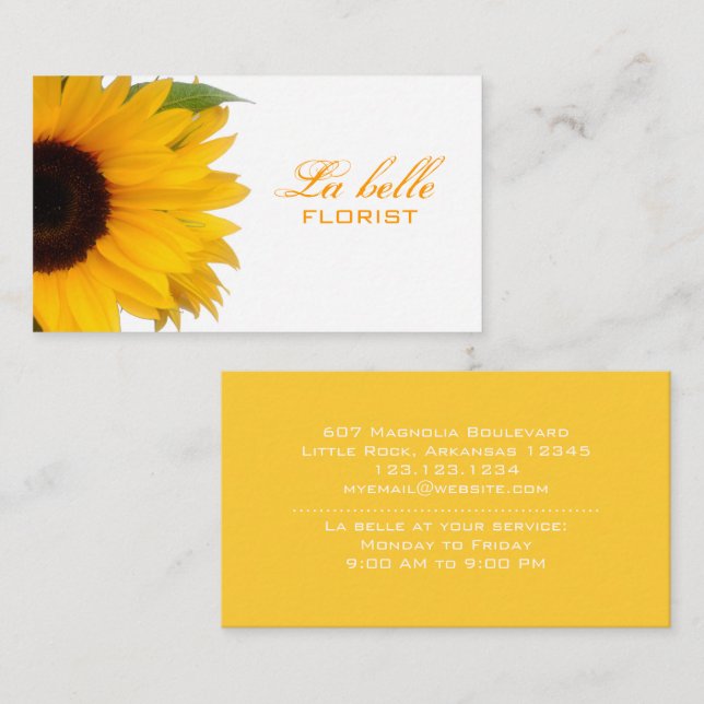 Cheerful Sunflower Business Card (Front/Back)
