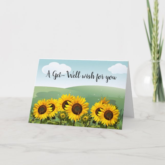 Cheerful Sunflower Get Well Friend  Card (Front)