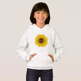 cheerful sunflower girl's hoodie with custom name