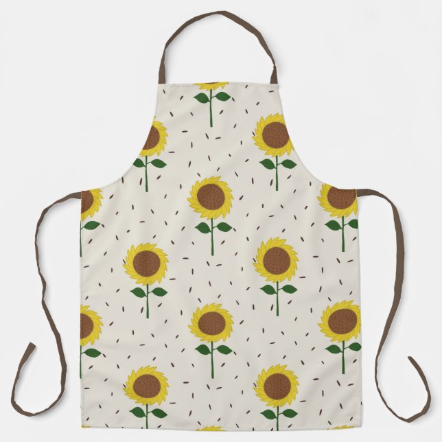 Cheerful Sunflower Pattern Apron | Original Hand-D (Front)