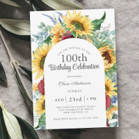 Cheerful Sunflowers Botanical 100th Birthday Party