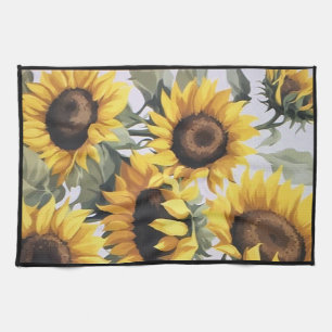 Cheerful Sunflowers Dish Towel (black border)
