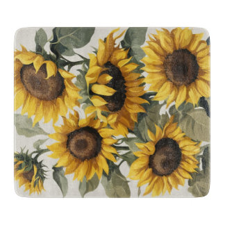 Cheerful Sunflowers *Glass Cutting Board