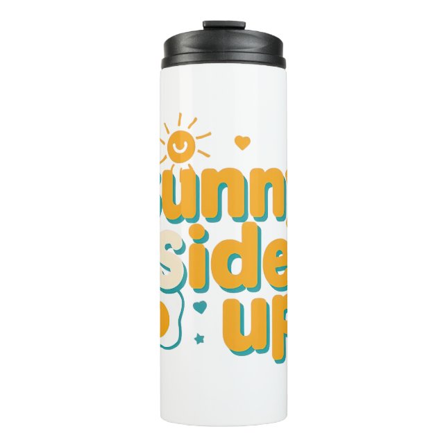 Cheerful "Sunny Side Up" with Egg and Sun Thermal Tumbler (Front)