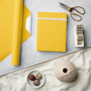 Cheerful Swiss Polka Dot Pattern Summer Yellow Wrapping Paper