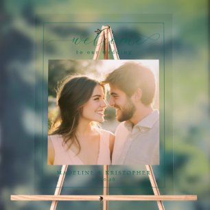 Cheerful Teal Modern Photo Acrylic Sign