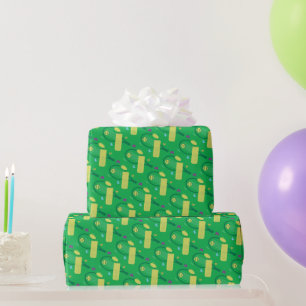 Cheerful tennis racket and balls Birthday Wrapping Paper
