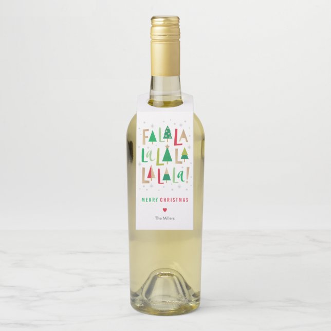 Cheerful Trees Christmas Bottle Tag (On Bottle)