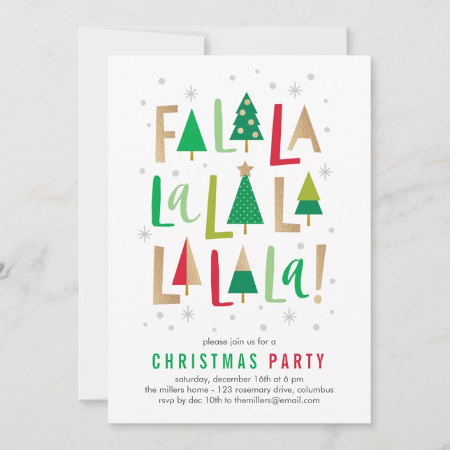 Cheerful Trees Christmas Holiday Party Invitation (Front)