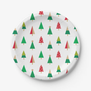 Cheerful Trees Merry Bright Holiday Party Plates