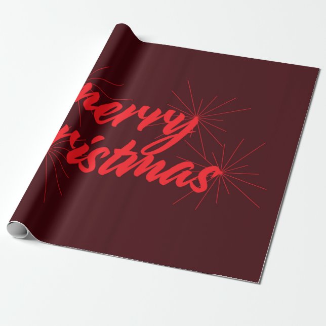 Cheerful, trendy design of "Merry Christmas" Wrapping Paper (Unrolled)