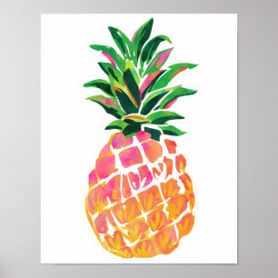Cheerful Tropical Pineapple Poster - 11"x 14"