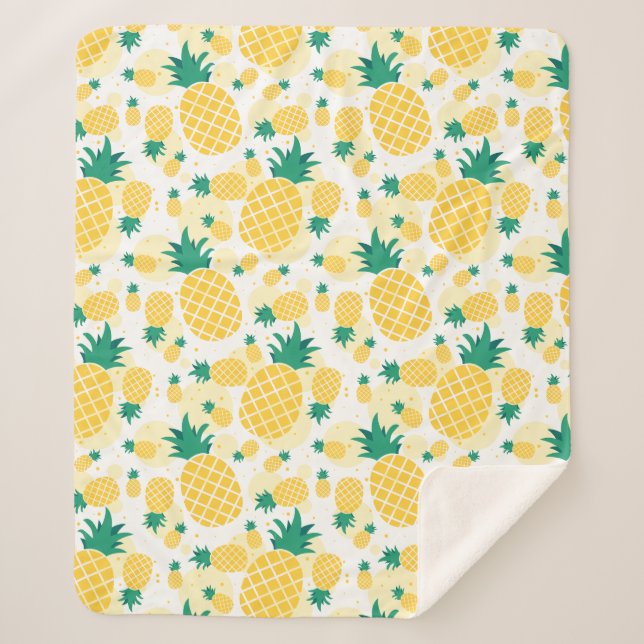Cheerful Tropical Pineapples Sherpa Fleece Blanke Blanket (Front)