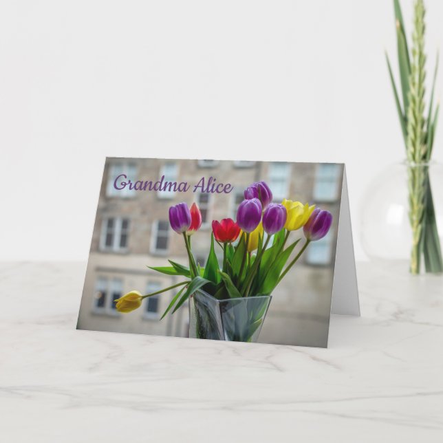 Cheerful Tulips in the Window | Personalised Card (Front)